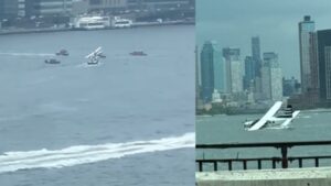 Seaplane carrying 8 crashes into New York’s East River, all rescued – video