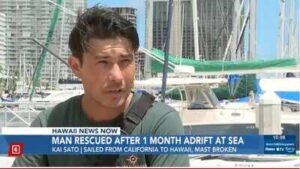 He ran out of water, but not luck: California man’s mast broke and phone died; after 30 days alone in the Pacific, a container ship found him 900 miles from Hawaii
