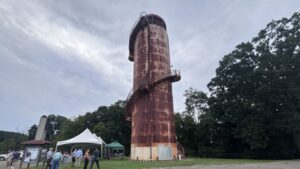 In 1937, Pittsburgh built a 102-foot water tank that doubled as a park lookout; closed for decades, it is getting a $3 million restoration to reopen its 154-step climb and skyline view