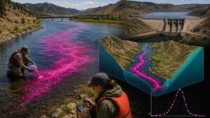 In 2010, US scientists released dye into Montana’s Missouri River and tracked it across 41.2 miles; one reservoir held the plume for 8.2 hours, helping predict chemical-spill timing