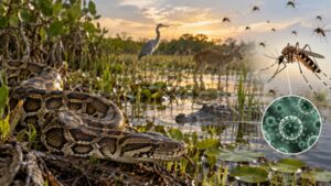 Burmese pythons drove major wildlife losses in the Everglades, creating an unexpected shift in mosquitoes and a virus that can infect humans |